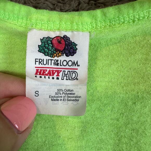 The Grind Lacrosse Tank Top Tee Neon Green Fruit of the Loom Heavy Cotton HD S - Picture 5 of 6